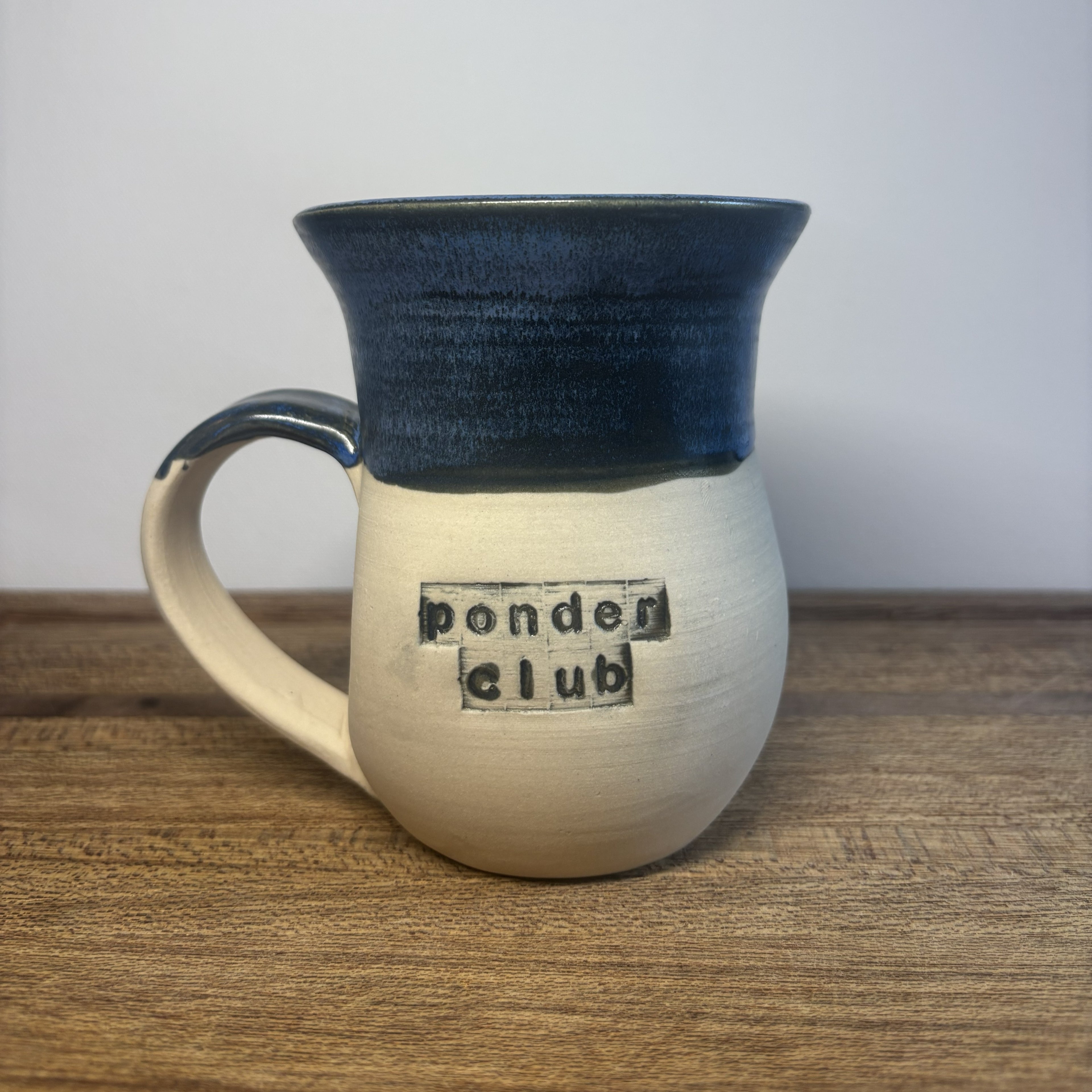 Inky Blue 'Ponder Club' Handmade Mug