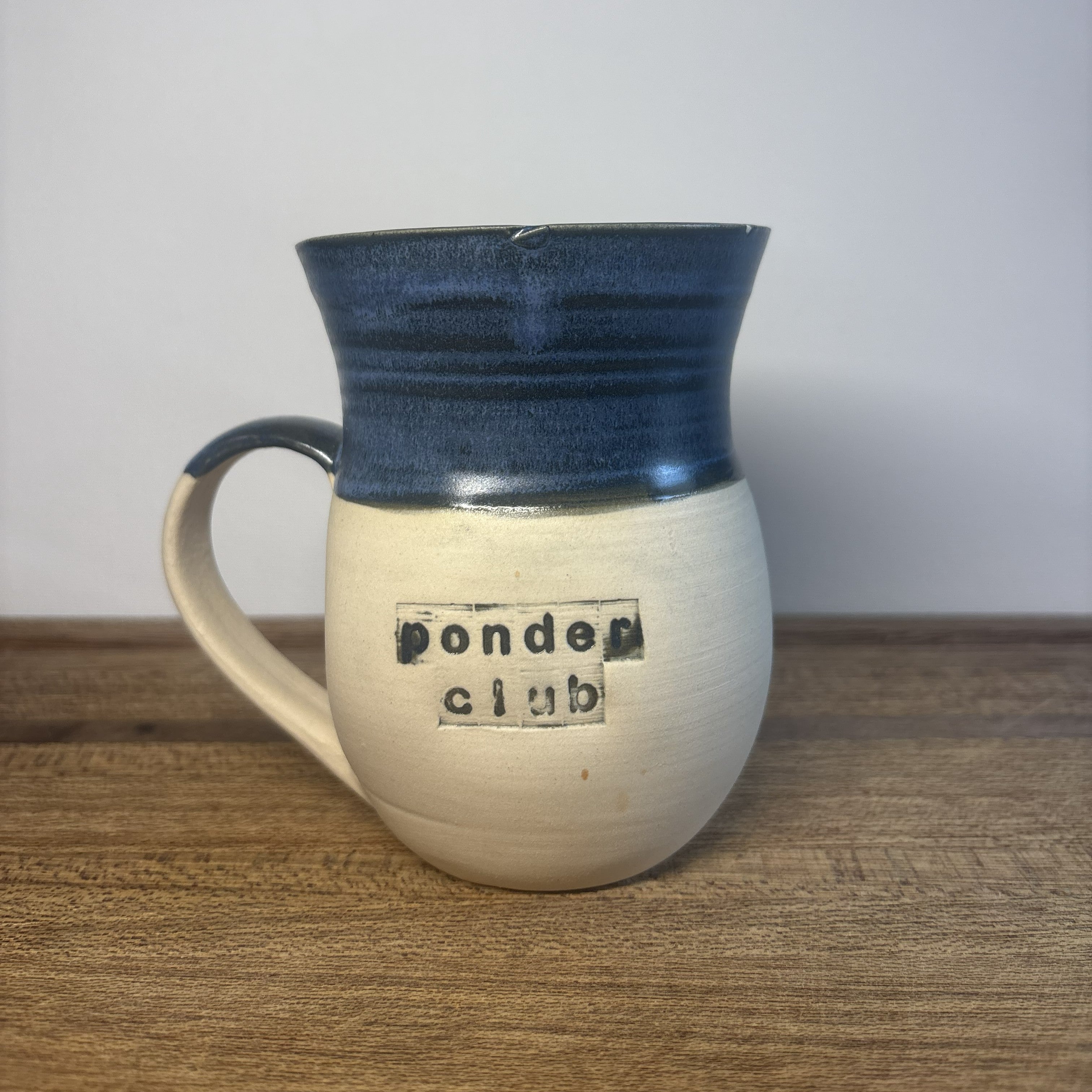Inky Blue 'Ponder Club' Handmade Mug