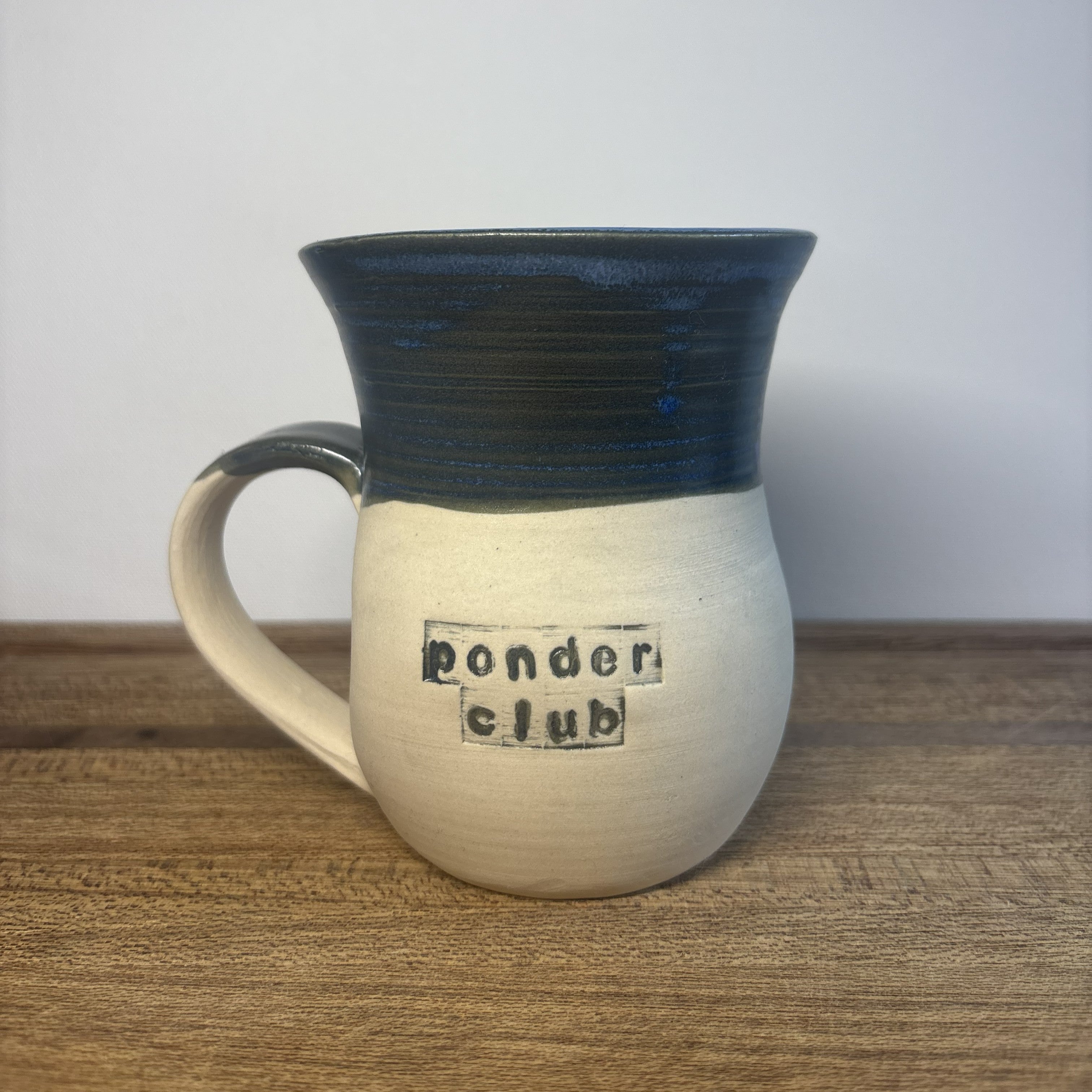 Inky Blue 'Ponder Club' Handmade Mug