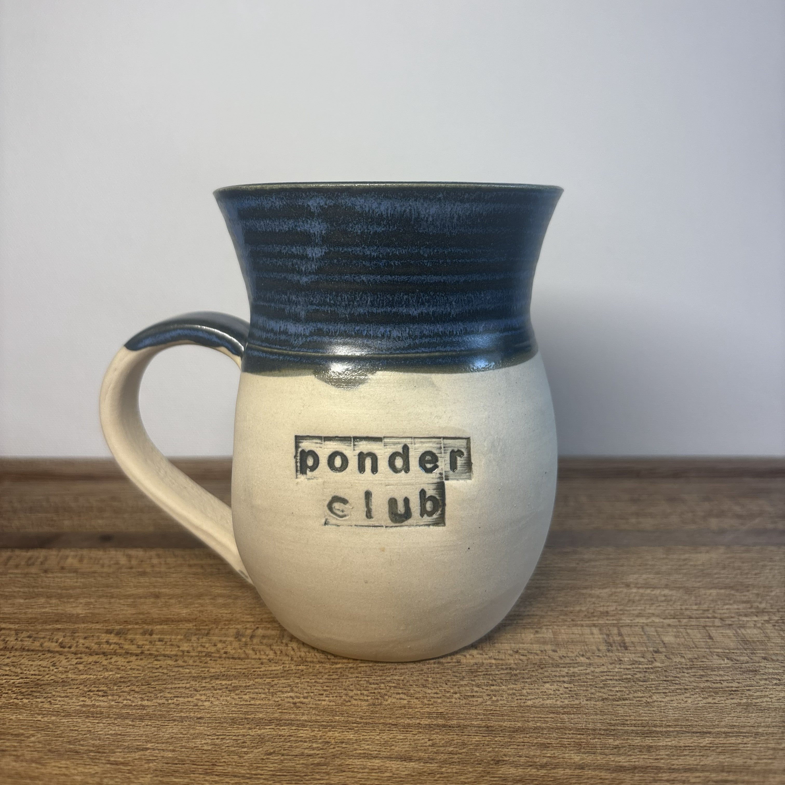 Inky Blue 'Ponder Club' Handmade Mug