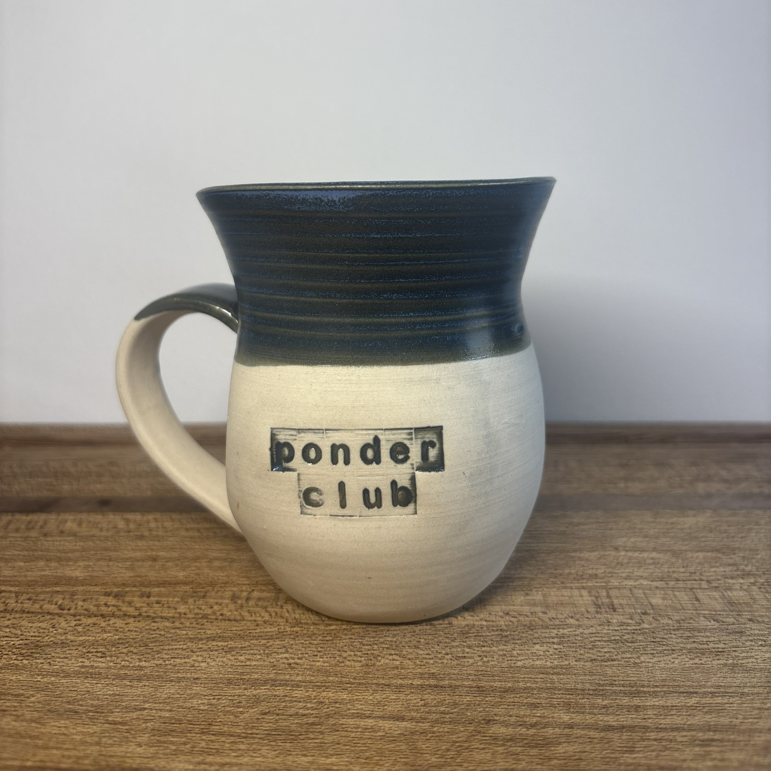 Inky Blue 'Ponder Club' Handmade Mug