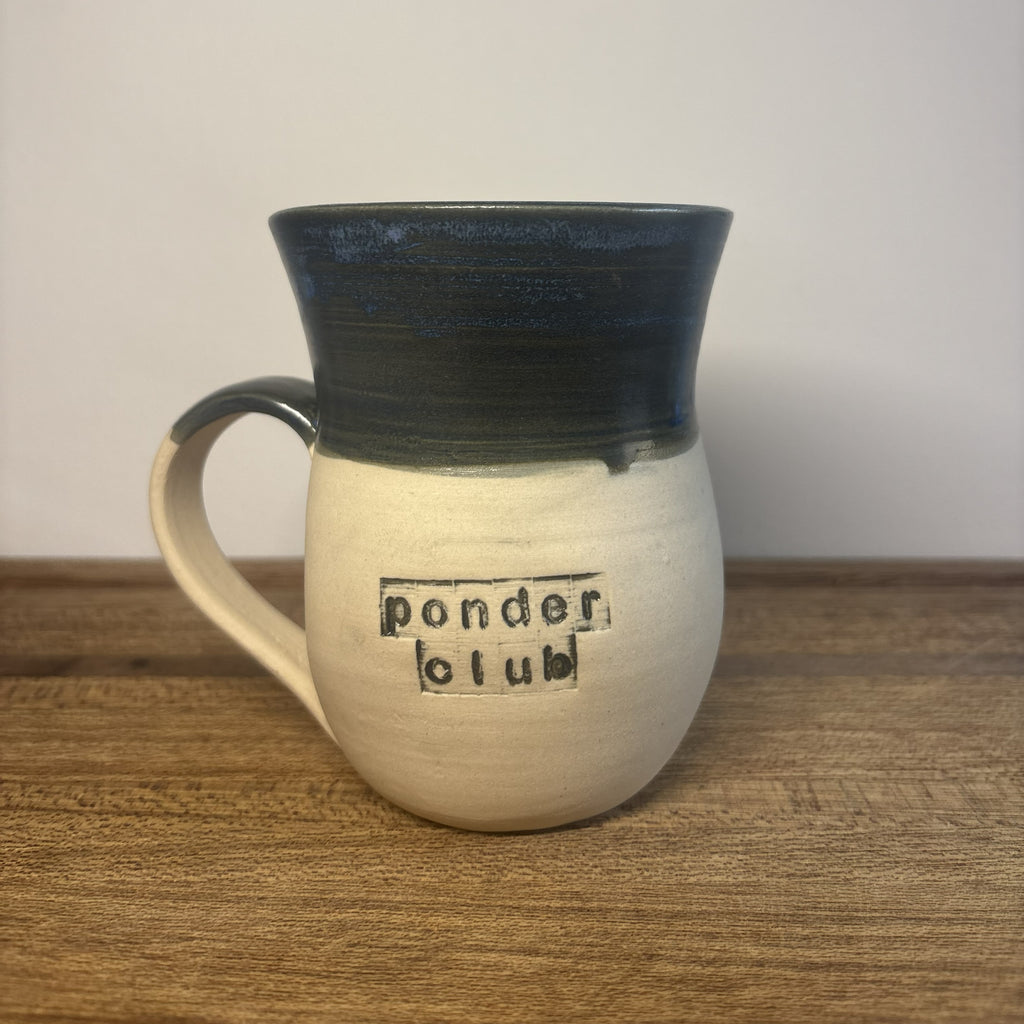 Inky Blue 'Ponder Club' Handmade Mug