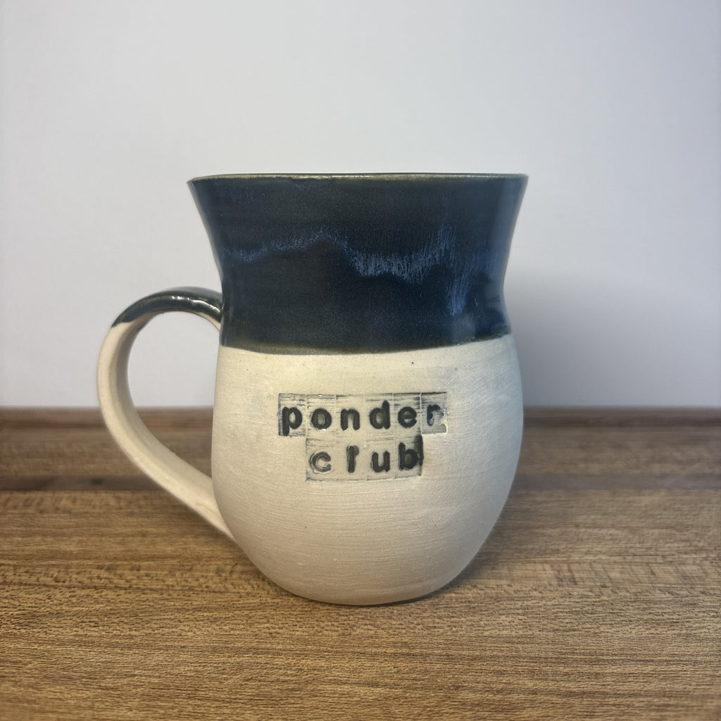 Inky Blue 'Ponder Club' Handmade Mug