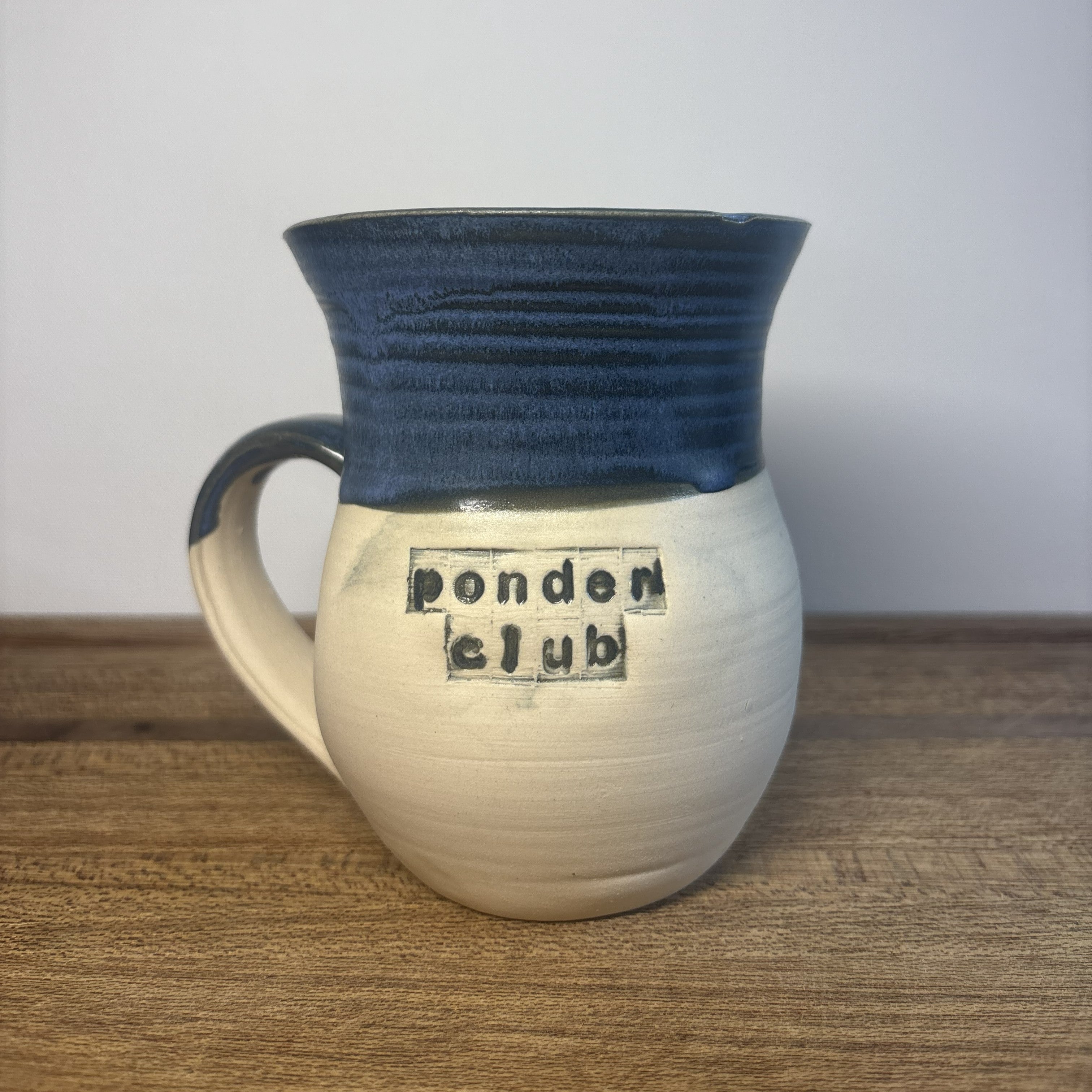 Inky Blue 'Ponder Club' Handmade Mug