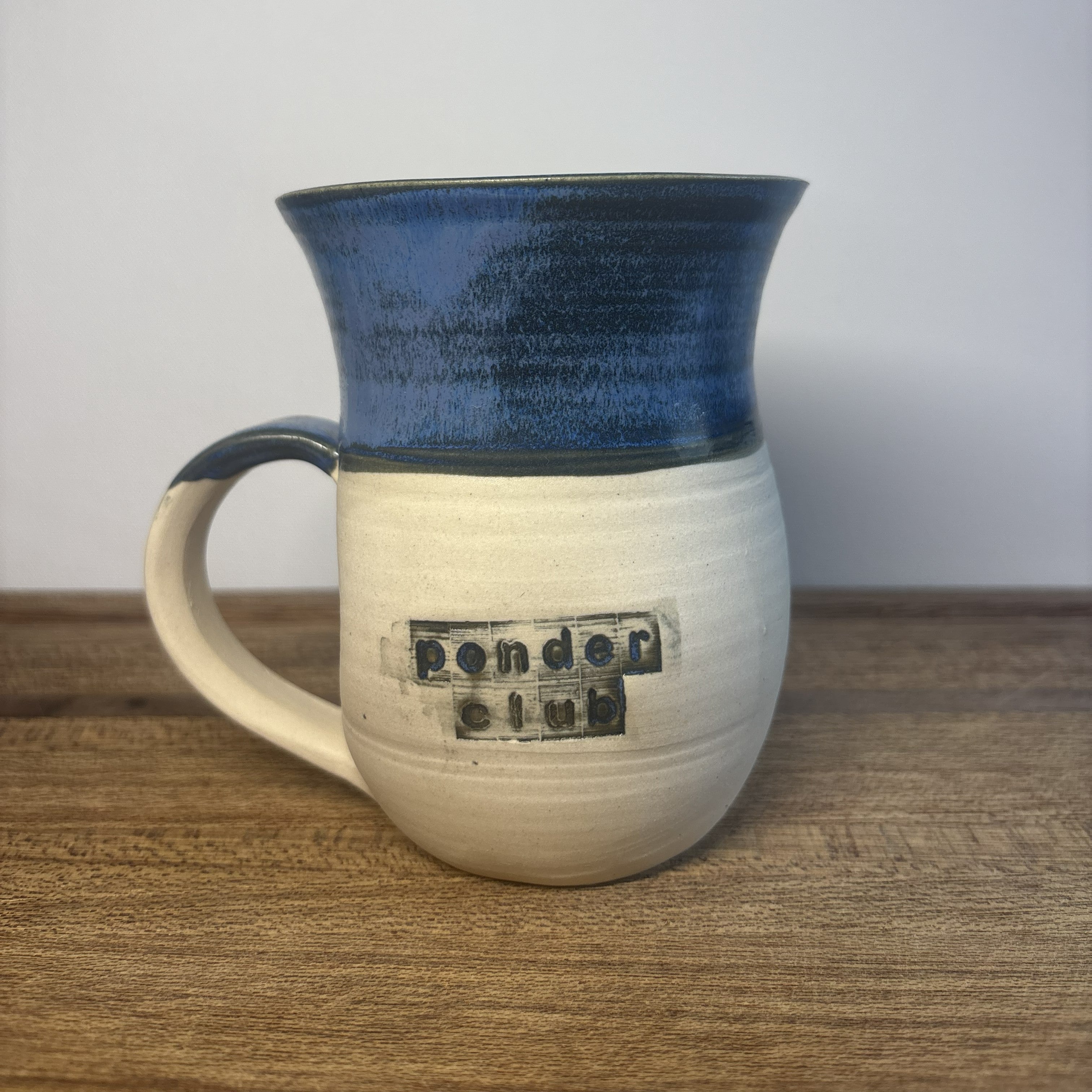 Inky Blue 'Ponder Club' Handmade Mug