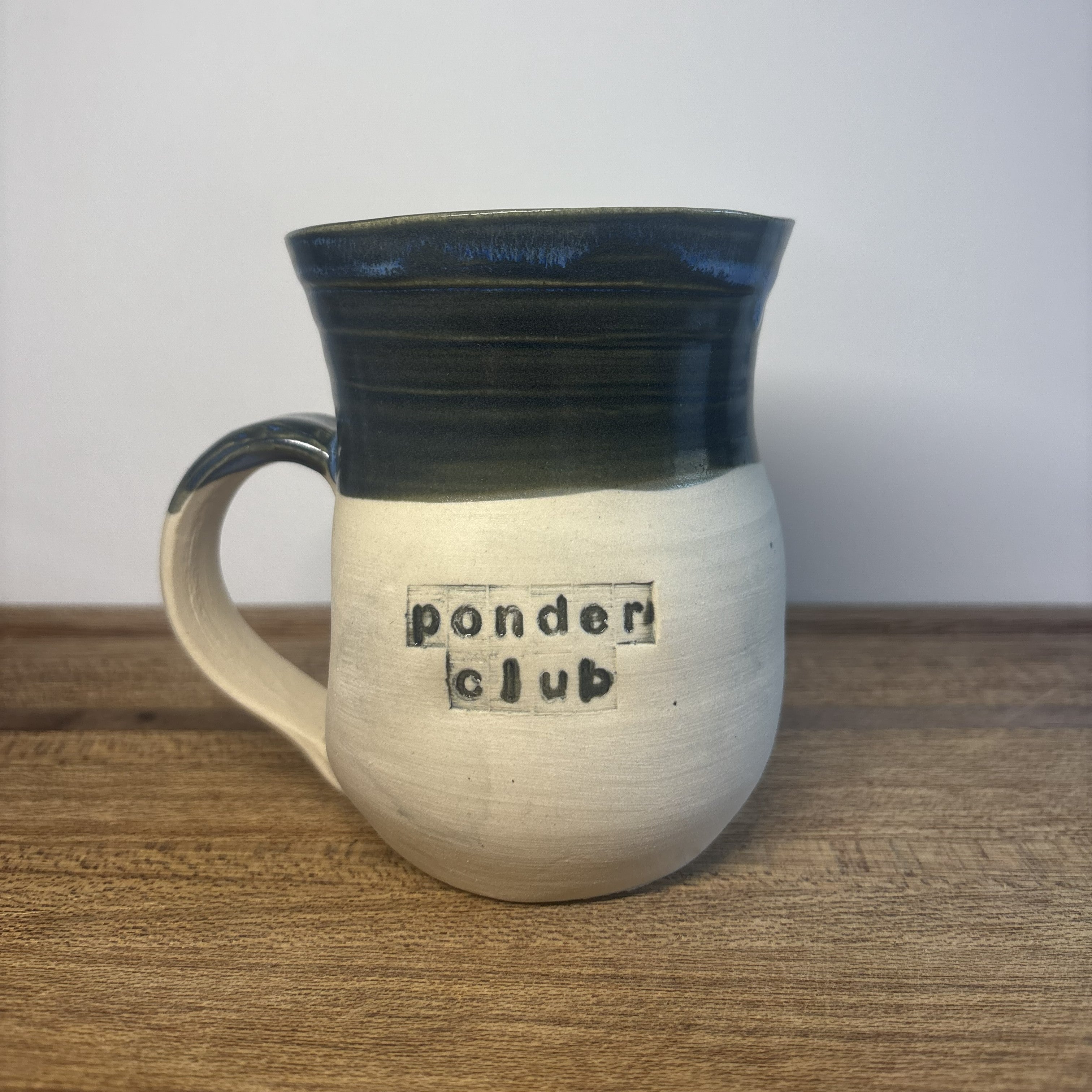 Inky Blue 'Ponder Club' Handmade Mug