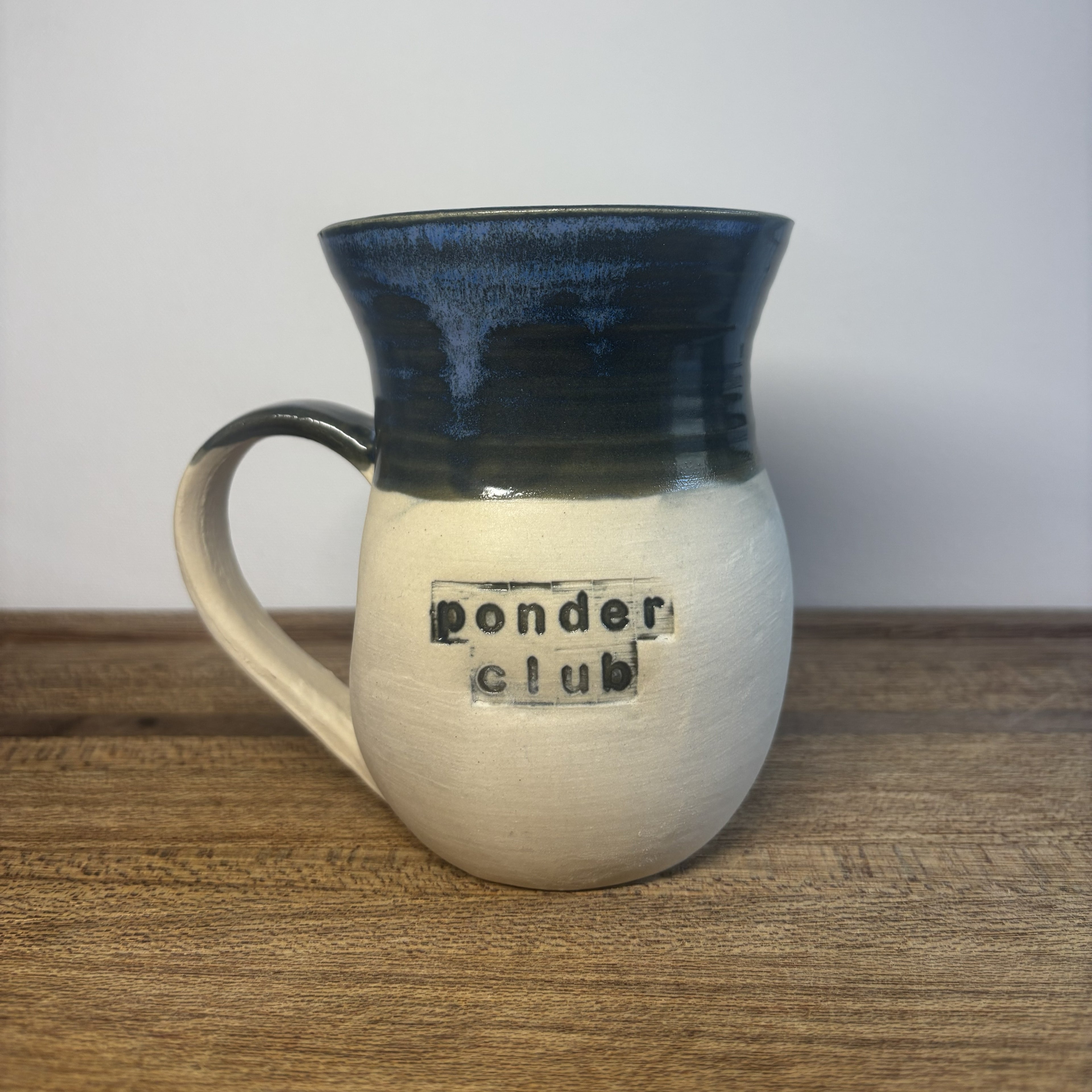Inky Blue 'Ponder Club' Handmade Mug