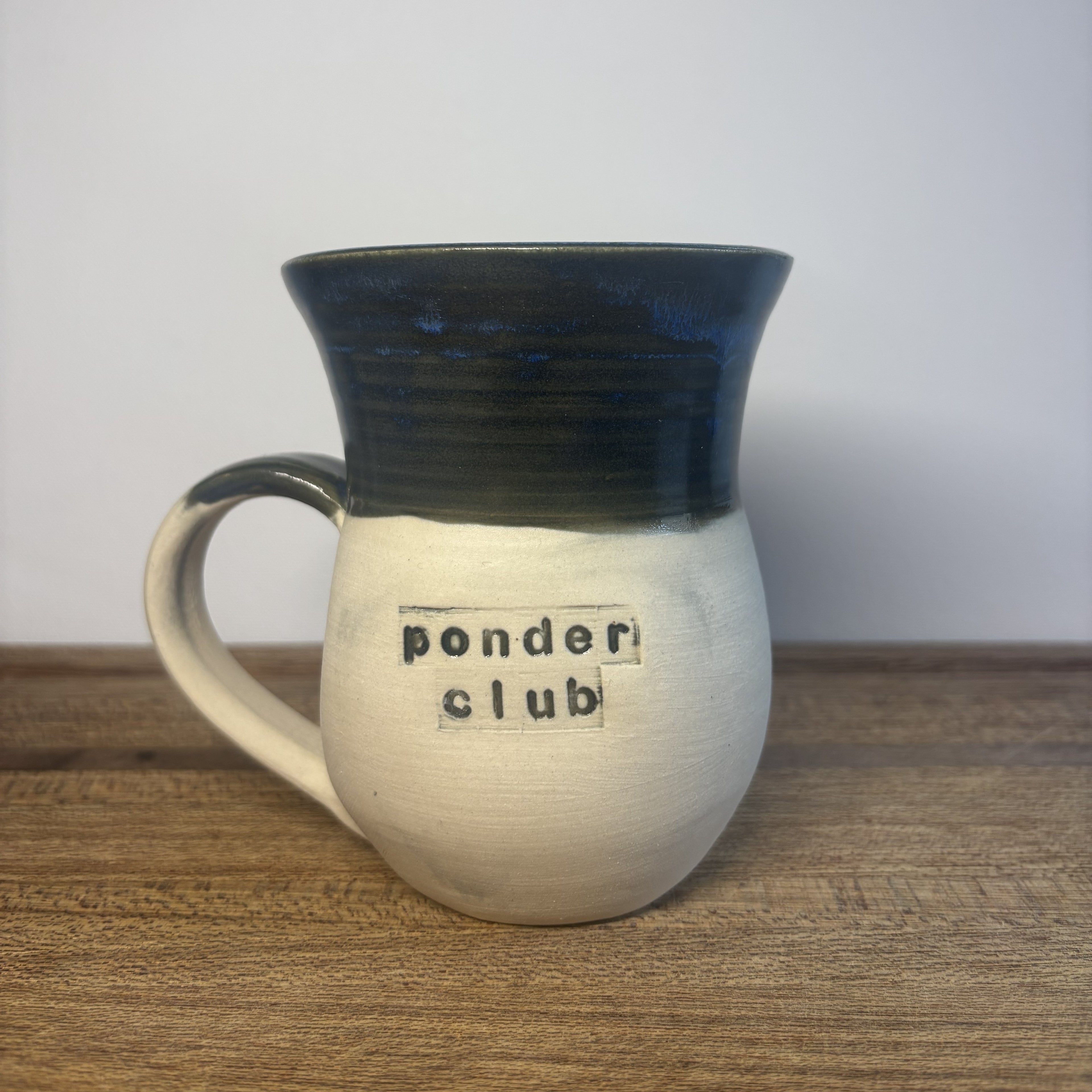 Inky Blue 'Ponder Club' Handmade Mug