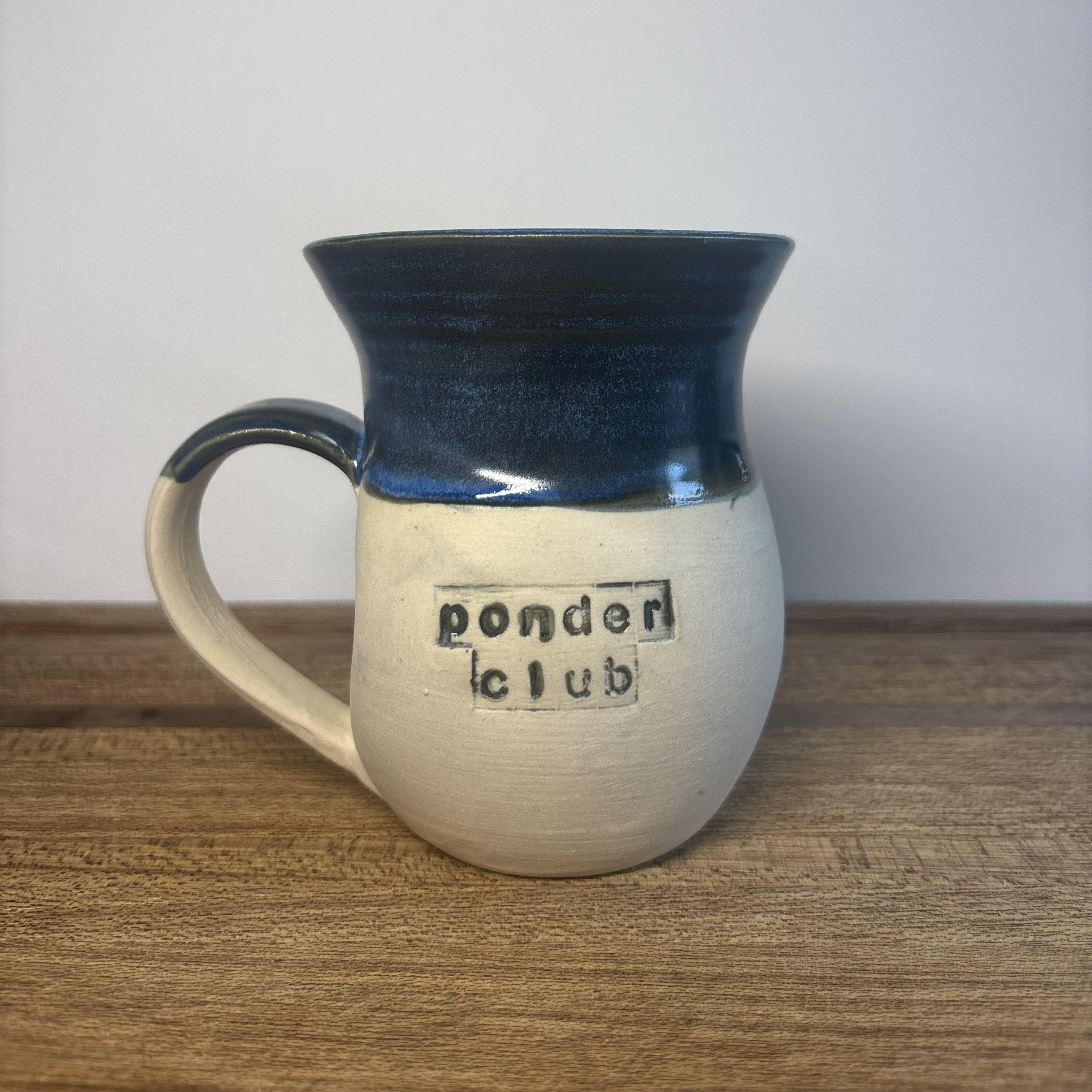Inky Blue 'Ponder Club' Handmade Mug